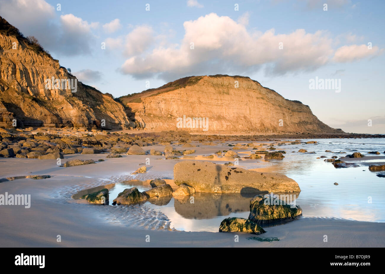 The East Cliffs and foreshore at Hastings East Sussex Stock Photo