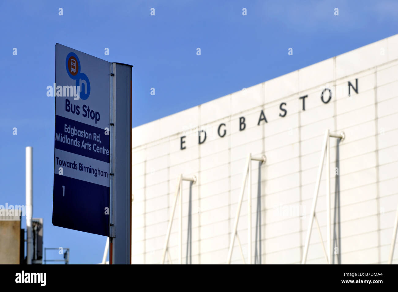 Bus stop by Edgbaston Cricket Ground, Birmingham, England, UK Stock Photo