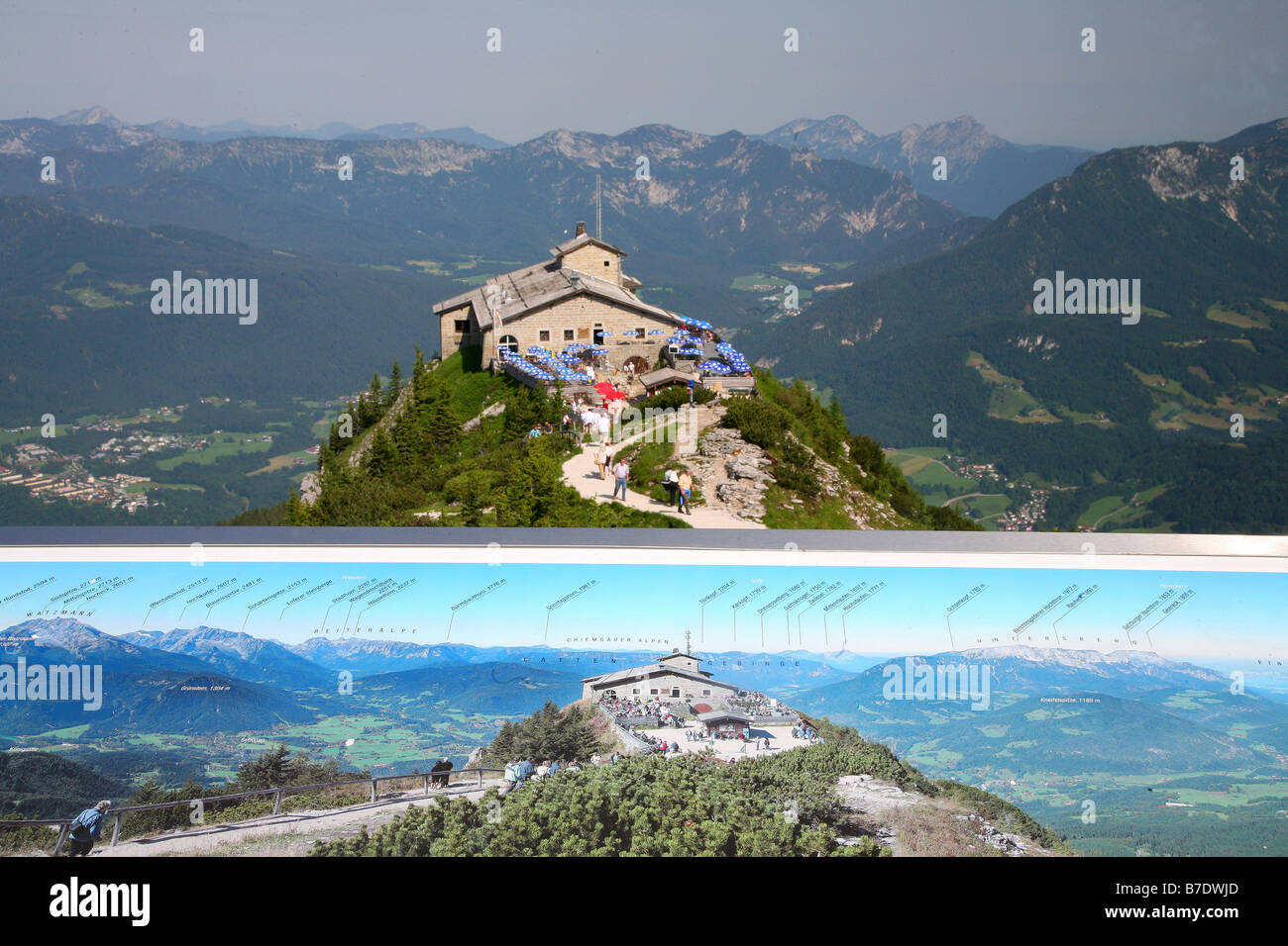 PANORAMA POSTER & EAGLES NEST KEHLSTEIN OBERSALZBURG GERMANY NEAR BERCHTESGADEN GERMANY 24 June 2008 Stock Photo
