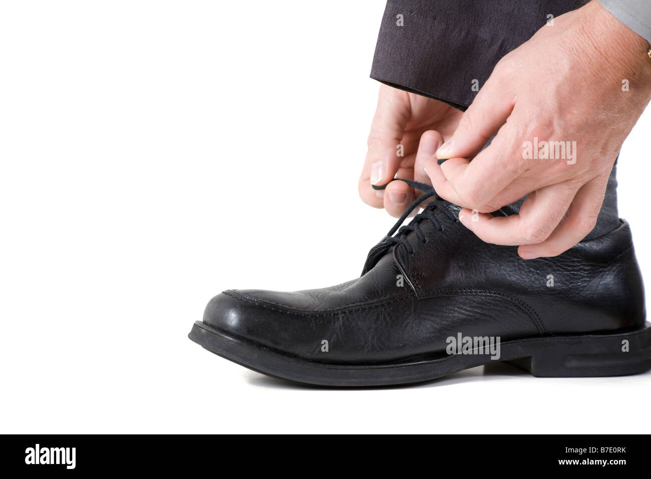 Tying shoes Stock Photo