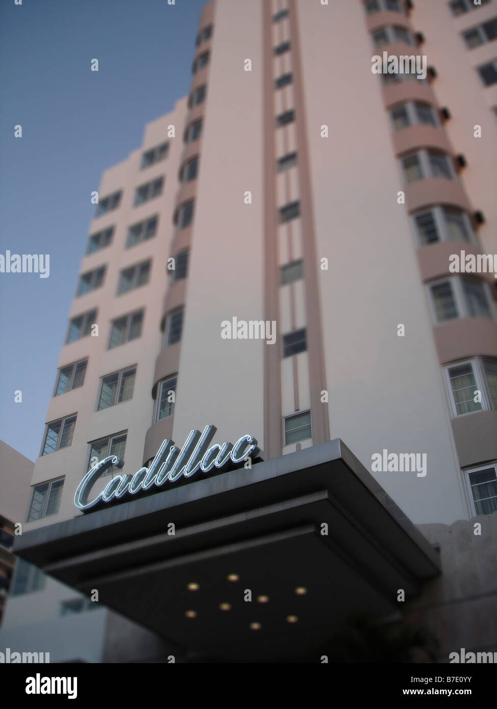 Cadillac Hotel, Miami South Beach. A historic U.S. hotel added to the U.S. National Register of Historic Places. Stock Photo