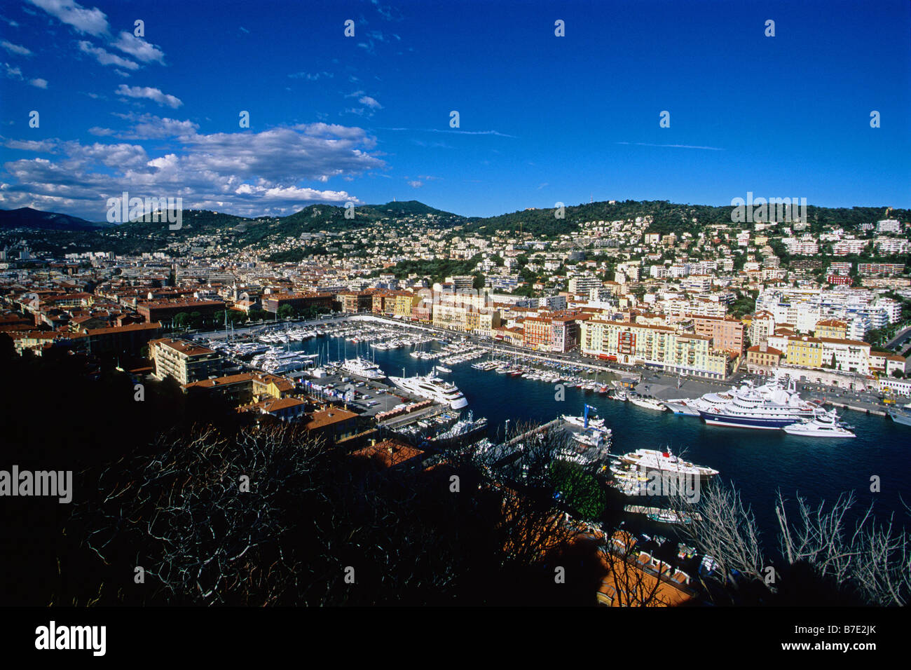 Top view above the harbour of Nice Stock Photo