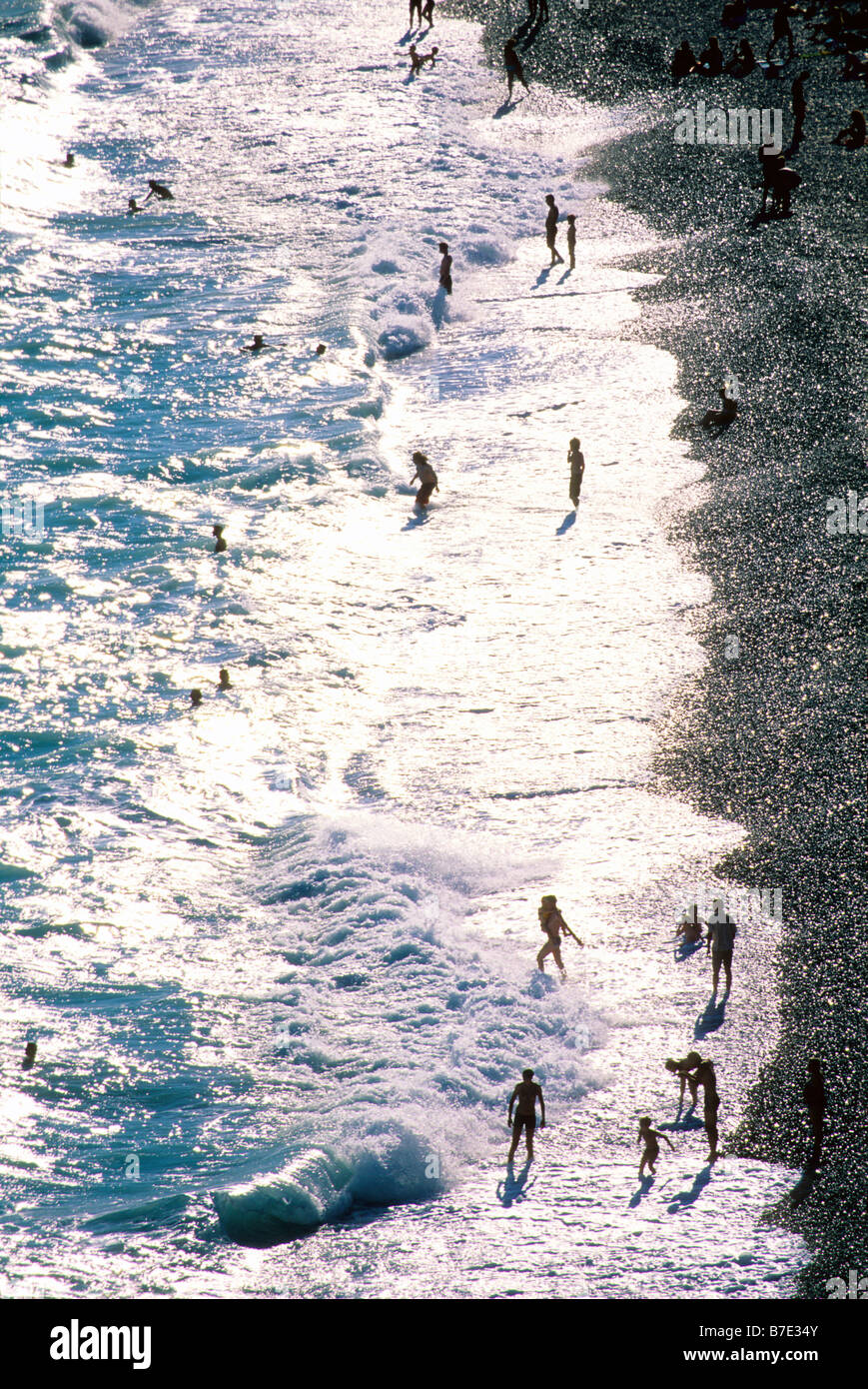 agitated sea and beaches in Nice Stock Photo