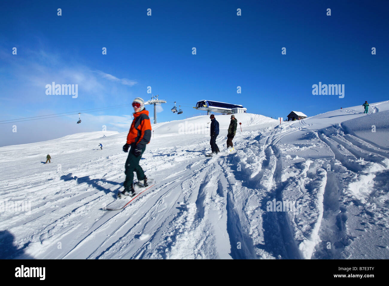 Snowboarder, Dolomiti di Brenta, Madonna di Campiglio, Trentino Alto Adige, Italy Stock Photo