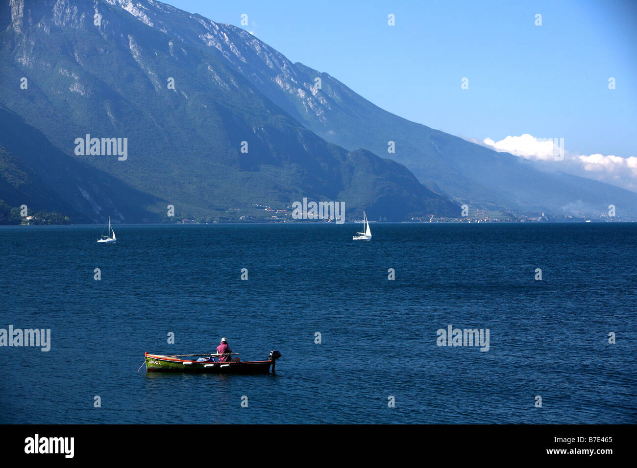 Fishing boat, Garda lake, Torbole, Trentino Alto Adige, Italy Stock ...