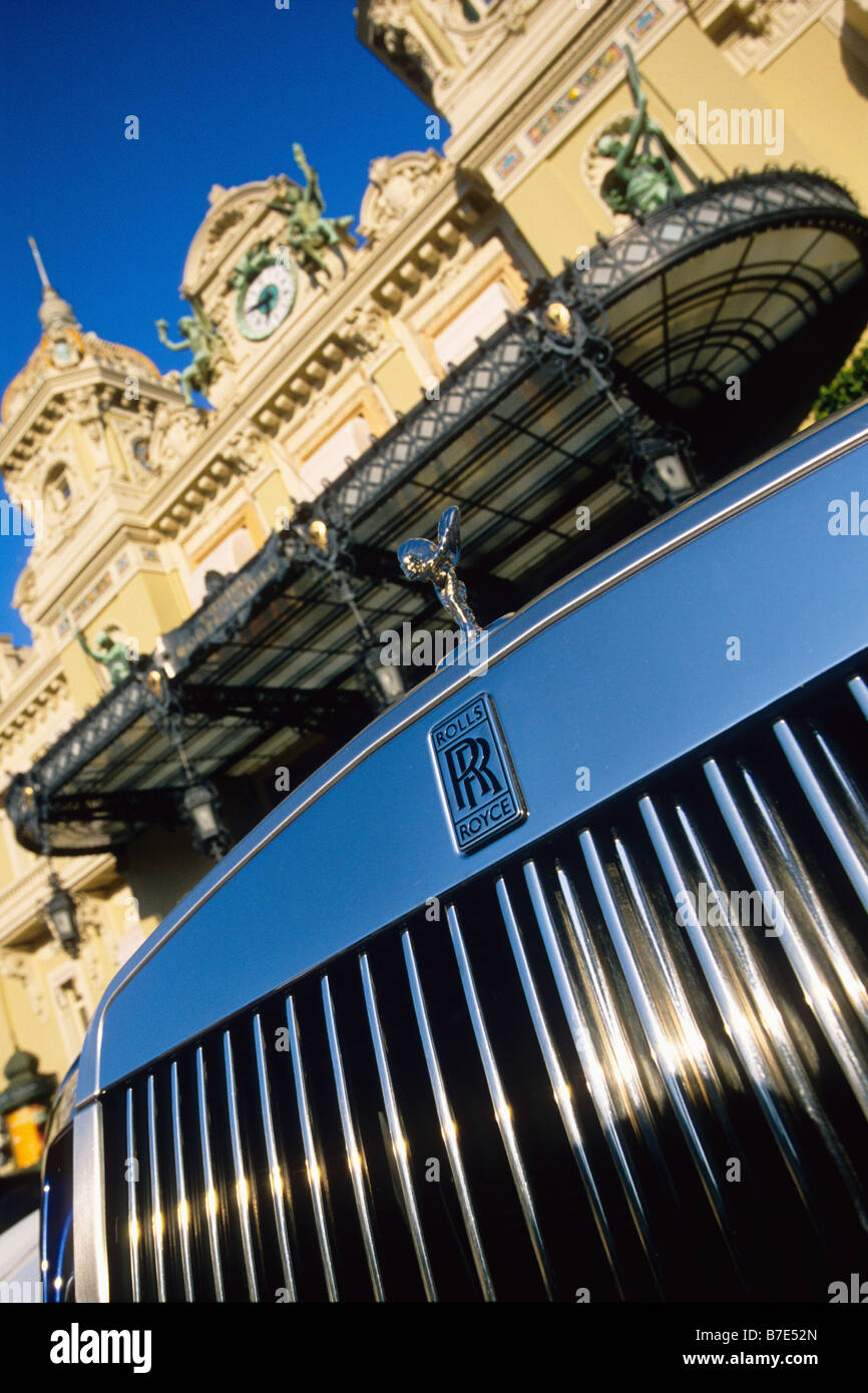 Rolls Royce parked in front of the casino of Monaco Stock Photo