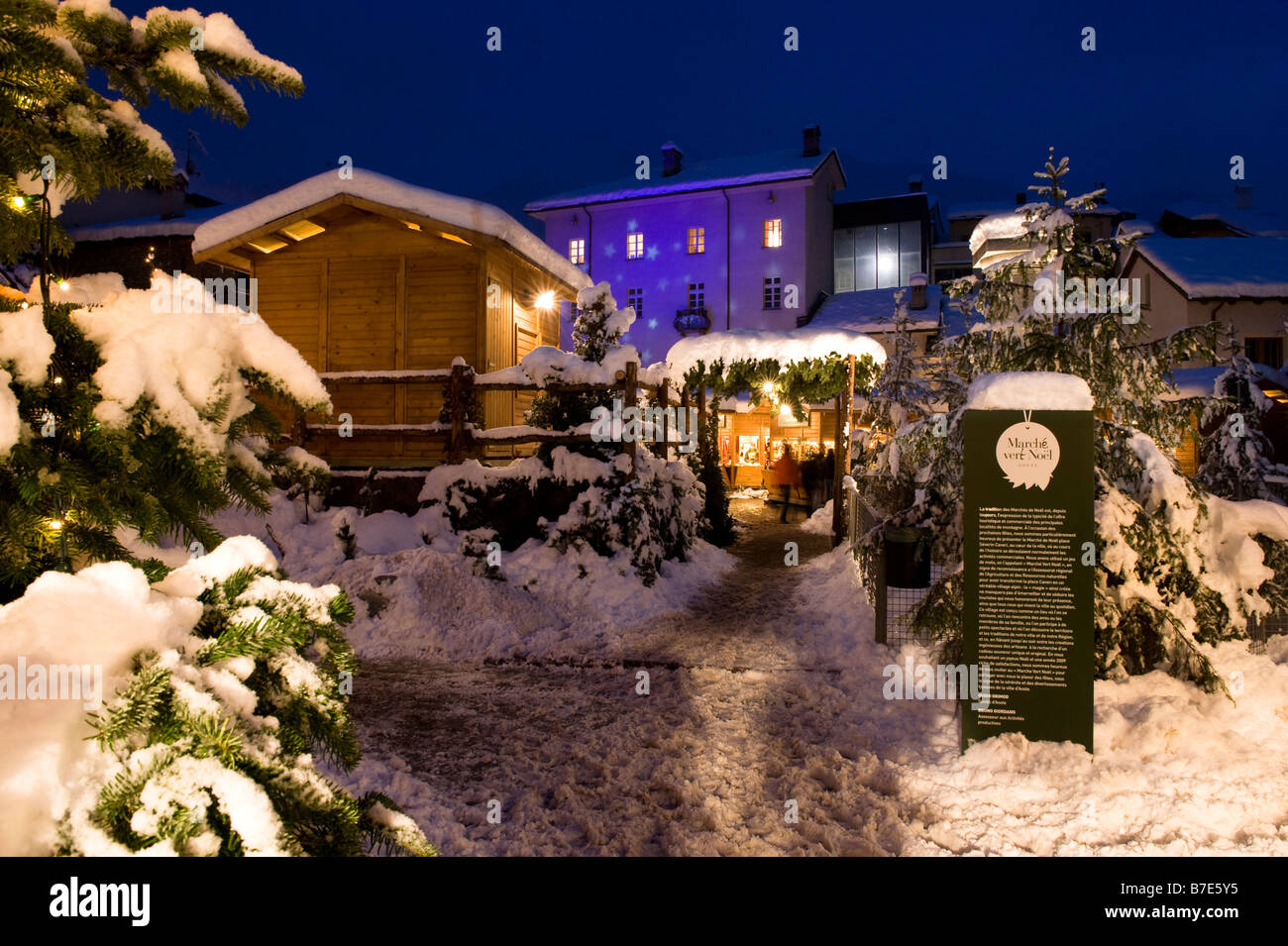 Christmas market, Aosta, Valle d'Aosta, Italy Stock Photo Alamy