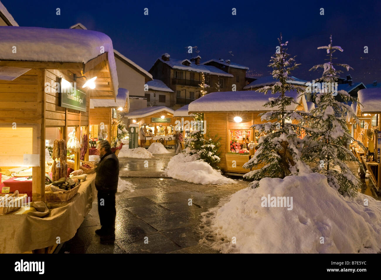 Christmas market, Aosta, Valle d'Aosta, Italy Stock Photo Alamy