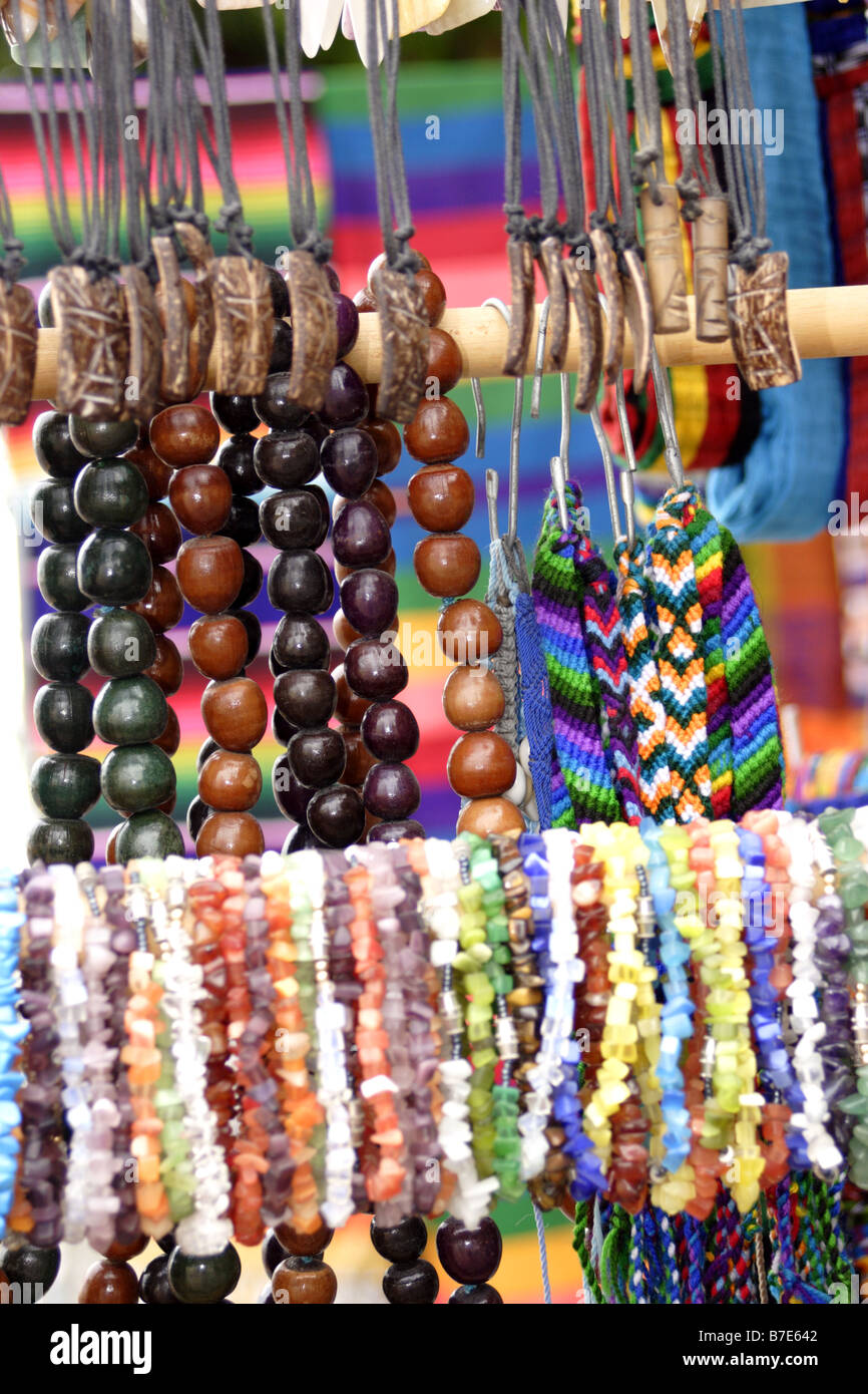 Bracelets on sale at street stall, Tulum, Mexico Stock Photo - Alamy