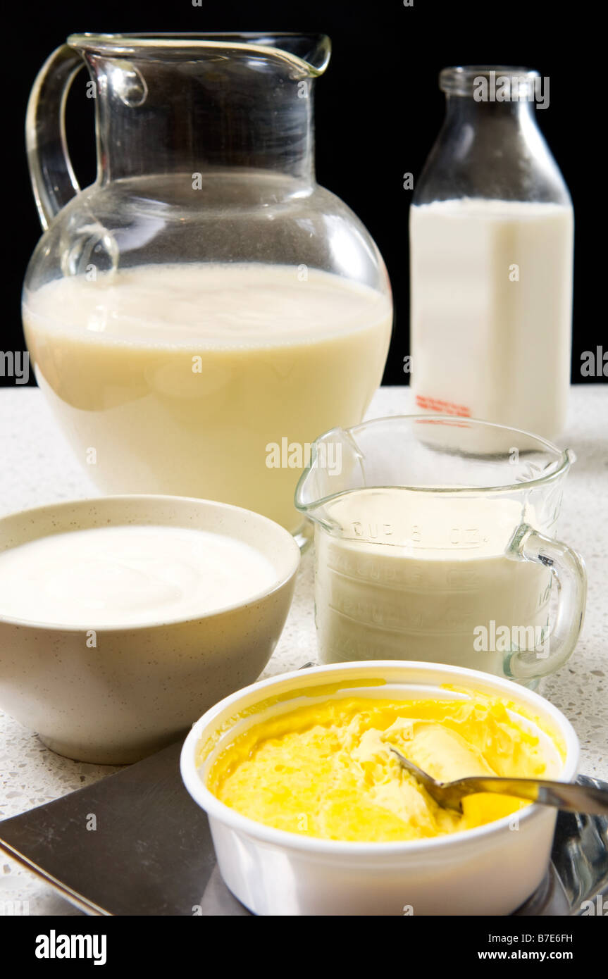 Milk and cream Stock Photo Alamy