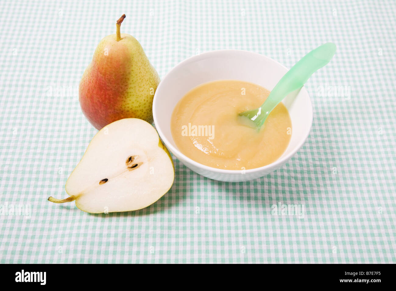 Pear And Baby Food Stock Photo Alamy   Pear And Baby Food B7E7F5 