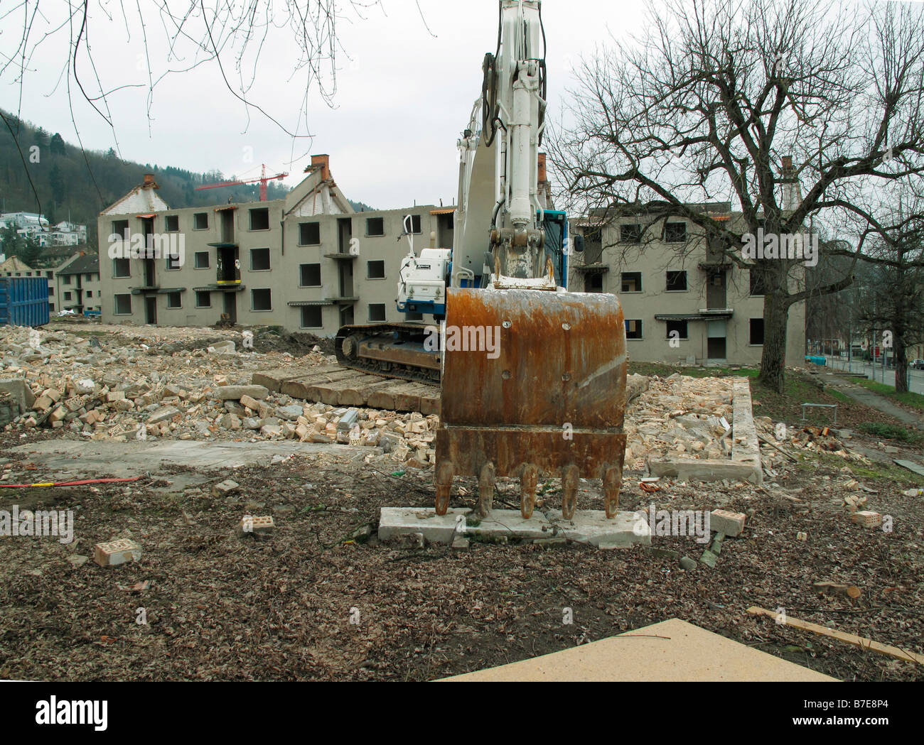 demolition of old apartment blocks city of zurich canton of zurich switzerland Stock Photo
