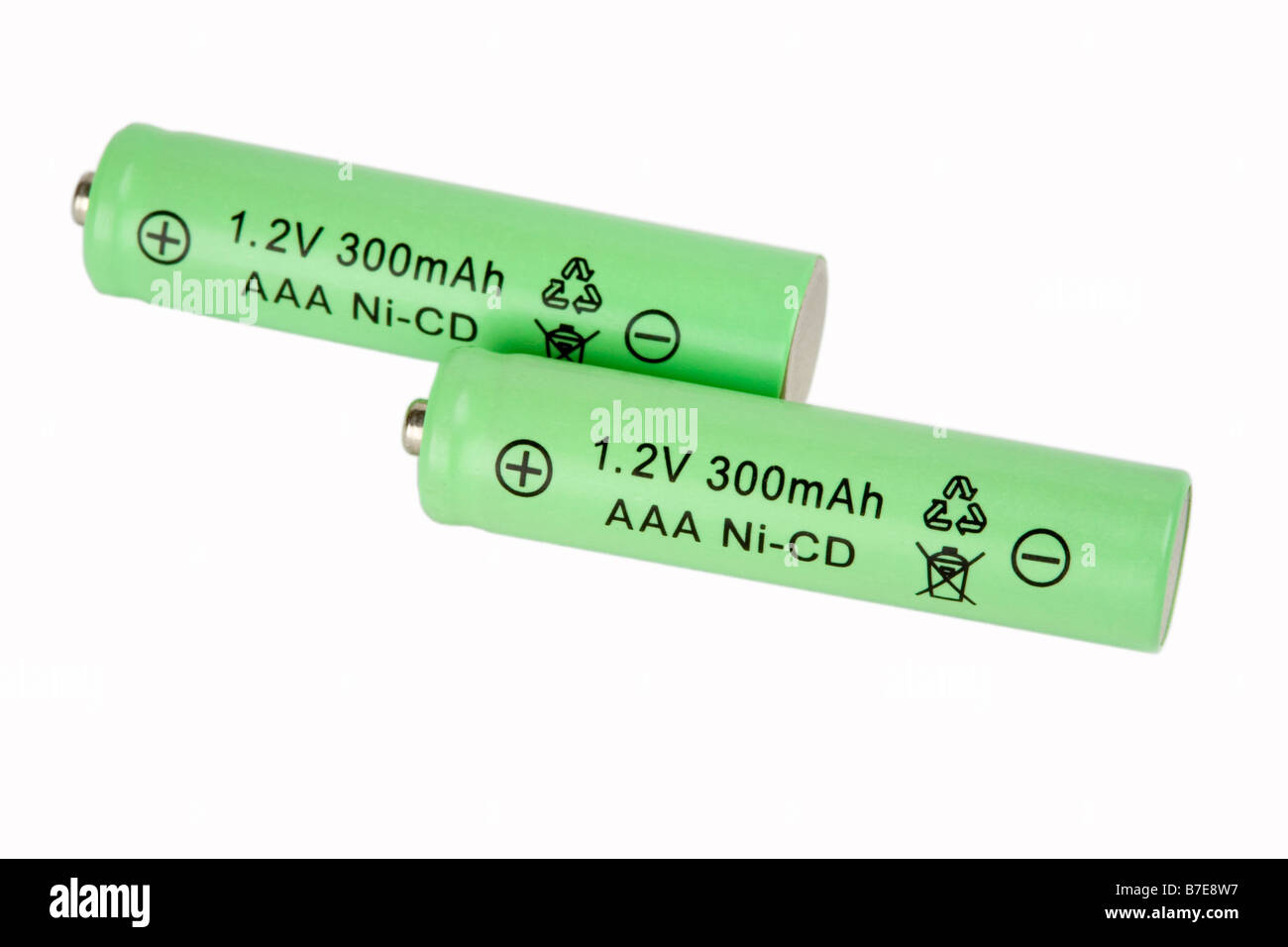 Two green AAA Ni Cd rechargeable batteries Stock Photo Alamy