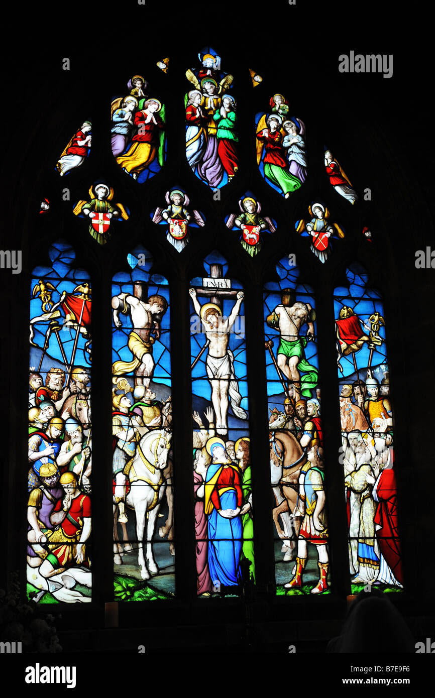A Stained glass window in Ilkley Parish Church West Yorkshire Stock