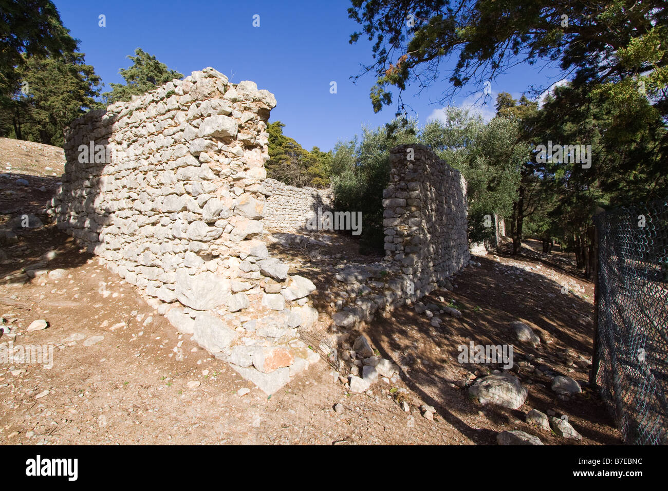 Remaining of the slaughterhouse structures in Sesimbra Castle, Setubal district, Portugal. Stock Photo