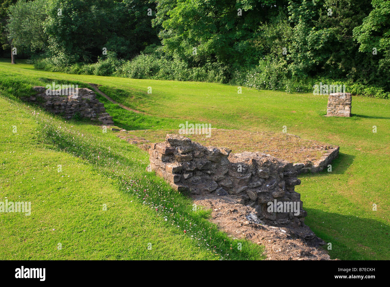 Ruins of Roman Town Wall in Cirencester Cotswolds England Stock Photo