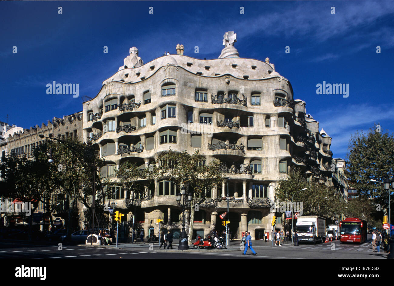 The Art Nouveau or Modernista Casa Mila, or La Pedrera, Apartments (-1910)  by Antoni Gaudi, Barcelona, Spain Stock Photo - Alamy