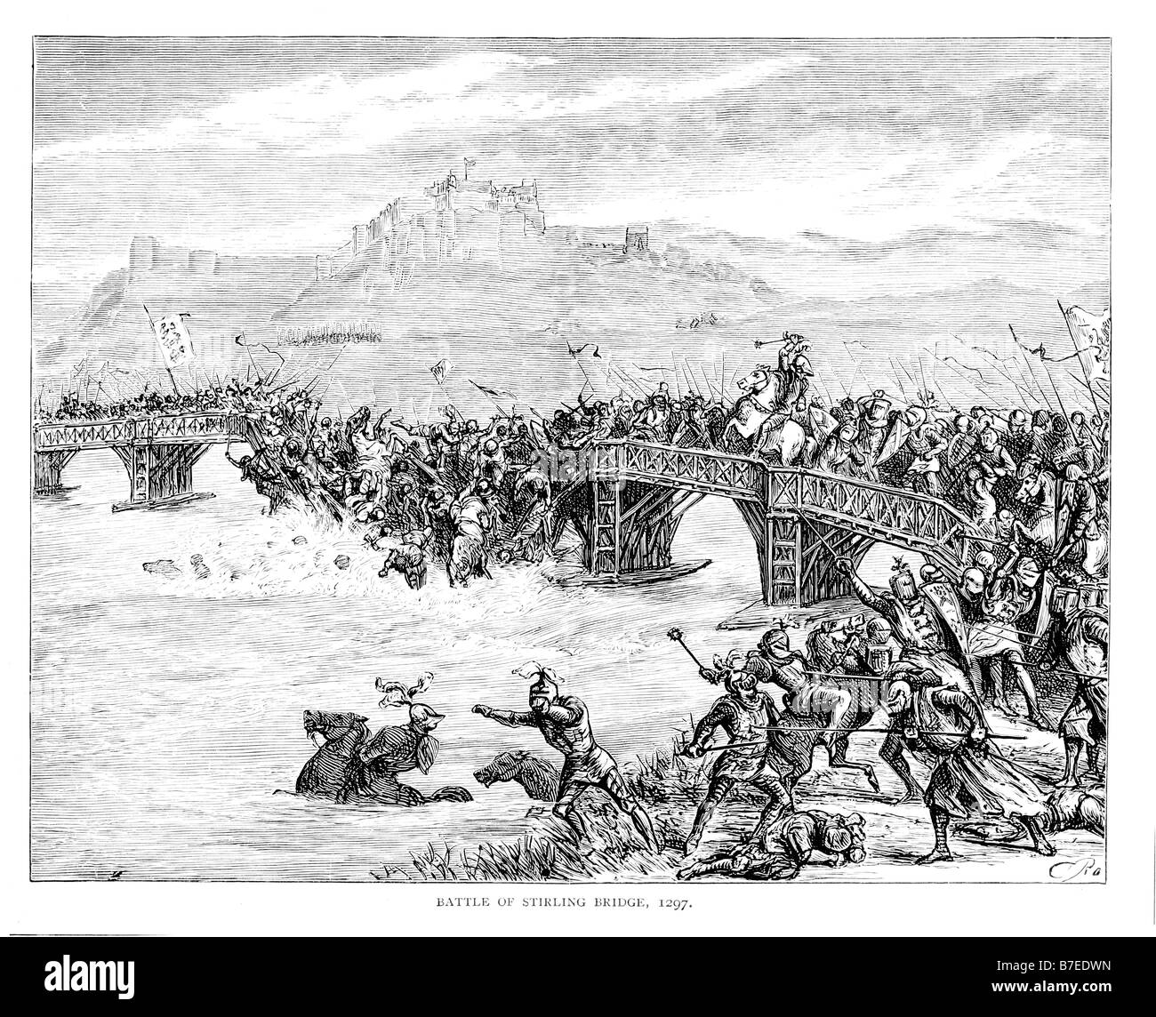 Battle of Stirling Bridge 1297 19th Century Illustration Stock Photo