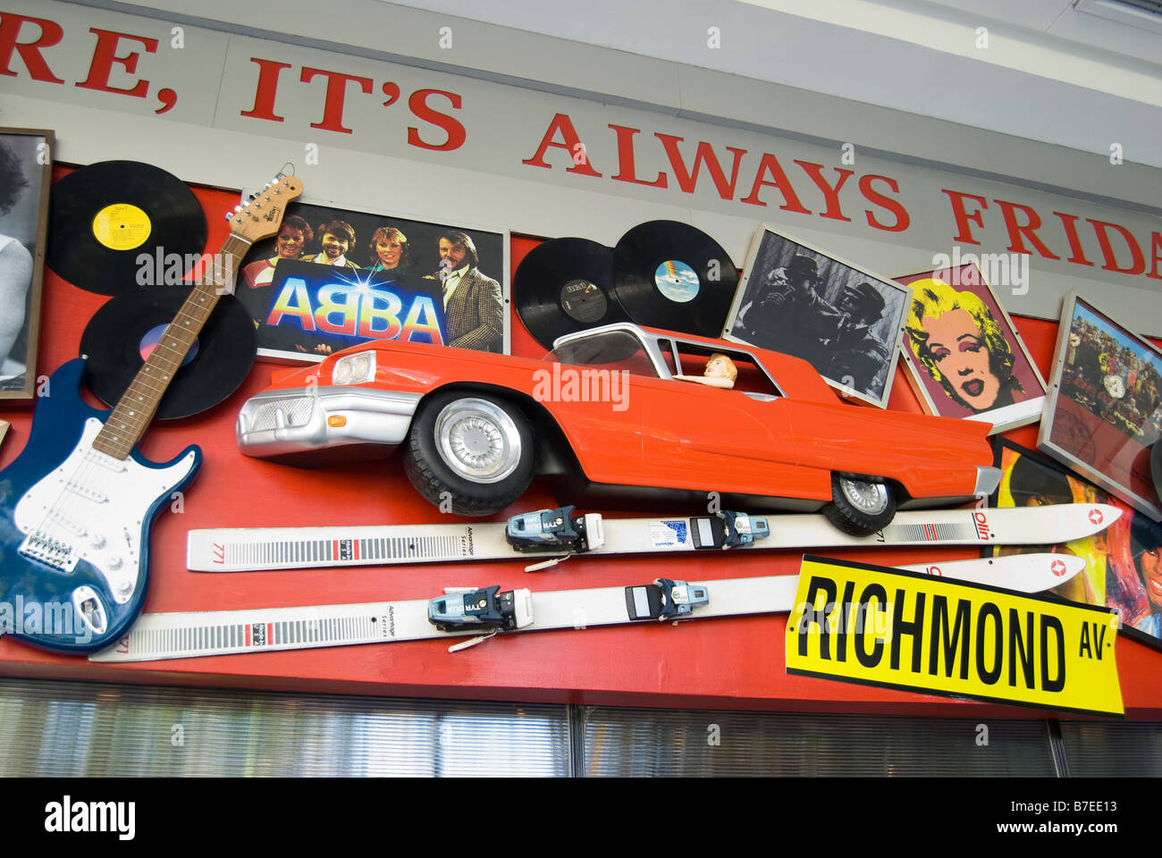 Iconic memorbillia, TGI Fridays restaurant entrance, Ayala Shopping Mall, Cebu City, Cebu, Visayas, Philippines Stock Photo