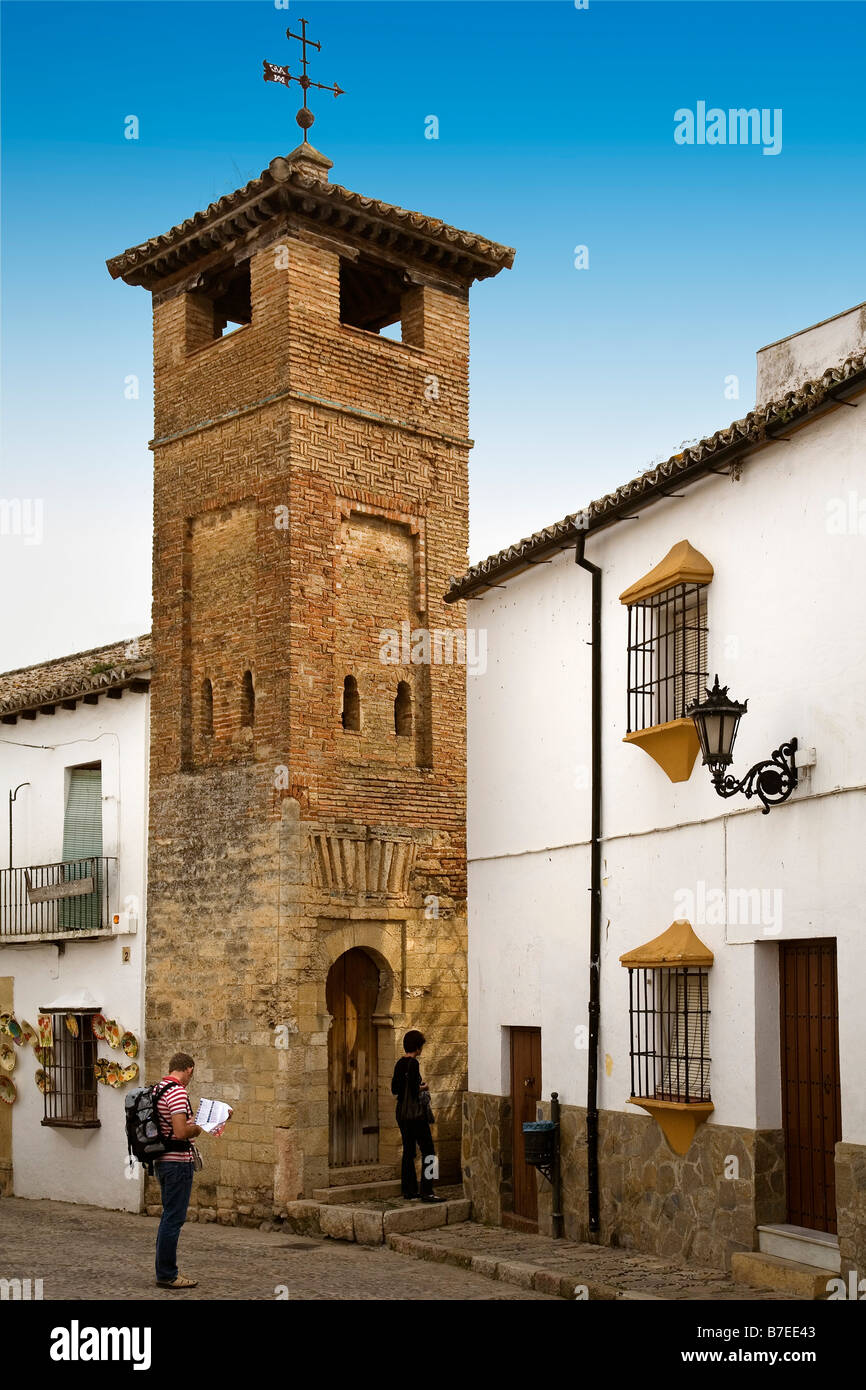Minaret of San Sebastian Old Mosque Ronda Serrania de Ronda Malaga Andalusia Spain Stock Photo