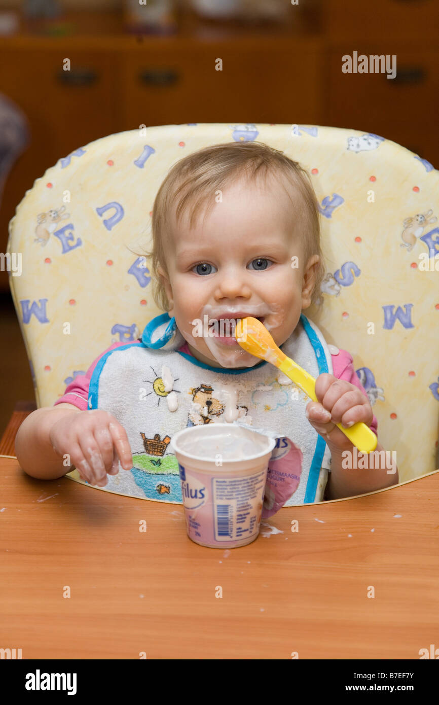 Eleven Month Old Baby Eating Stock Photo - Alamy