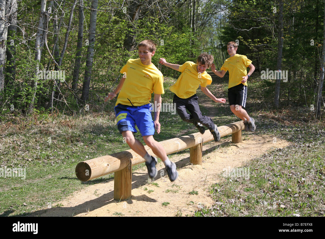 Exercisers on the Tehvandi Health Track Valga County Estonia Stock Photo