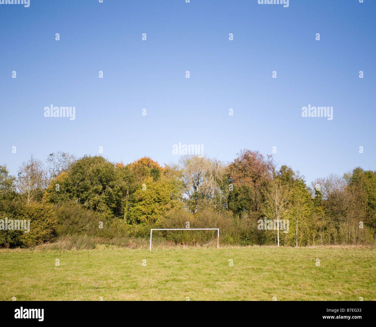 A countryside football pitch. Stock Photo