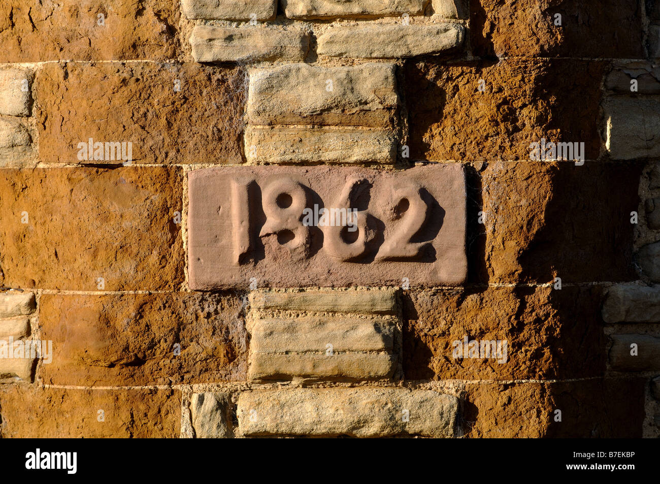1862 date on old preserved chimney near Bedford Road, Northampton, Northamptonshire, England, UK Stock Photo