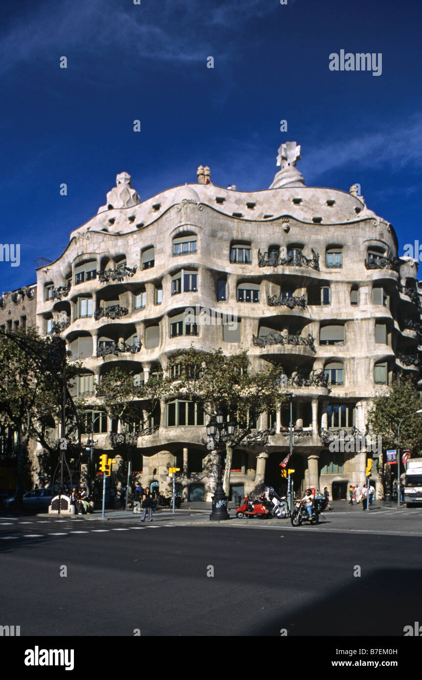 The Art Nouveau or Modernista Casa Mila, or La Pedrera, Apartments (-1910) by Antoni Gaudi, Barcelona, Spain Stock Photo