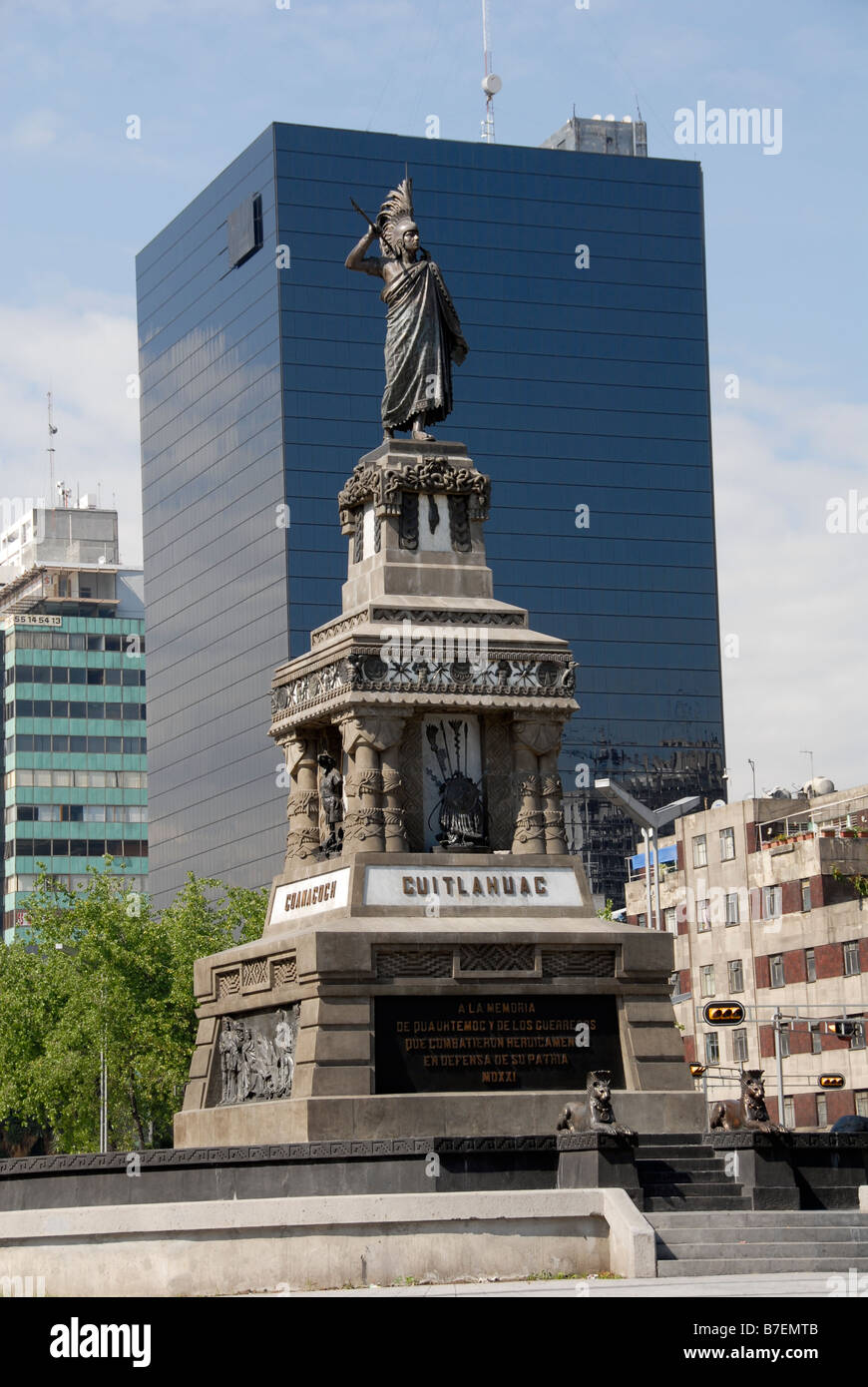 Statue of Cuauhtemoc, Mexico city Stock Photo