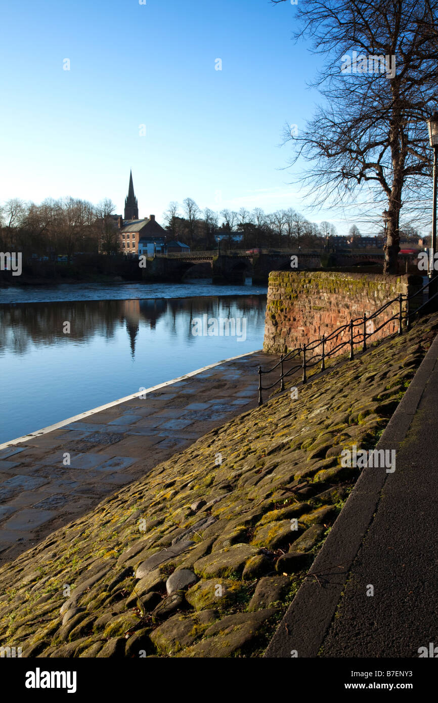 Early morning sun on River Dee Chester Stock Photo