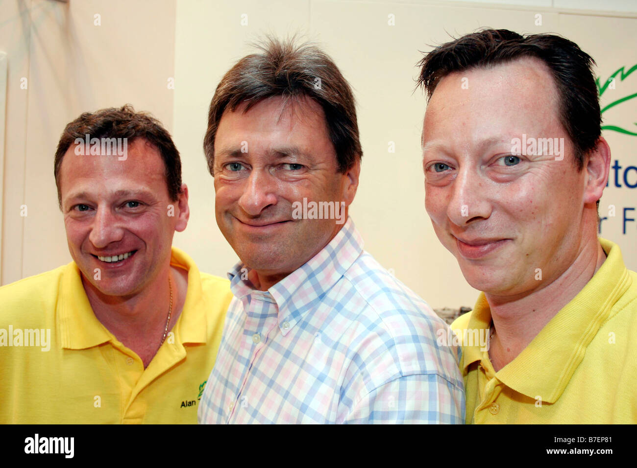 Celebrity gardener Alan Titchmarsh (centre) and his two brothers. Taken at BBC Gardening exhibition at the GMEX, Birmingham, UK Stock Photo