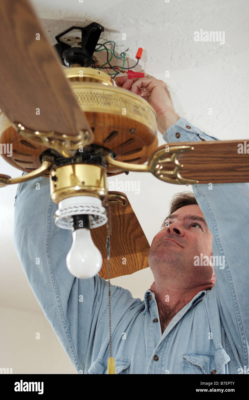 Ceiling Fan Electrician Stock Photos Ceiling Fan Electrician