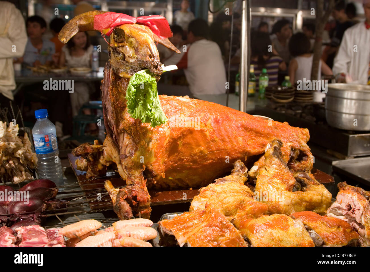 Roasted lamb at the night market in Urumqi in Xinjiang province in
