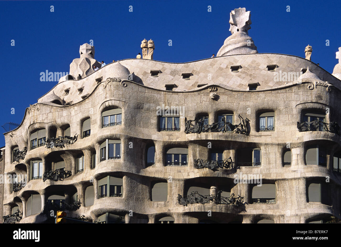 Concrete Facade of the Art Nouveau or Modernista Casa Mila, or La Pedrera,  Apartments by Antoni Gaudi, Barcelona, Spain Stock Photo - Alamy