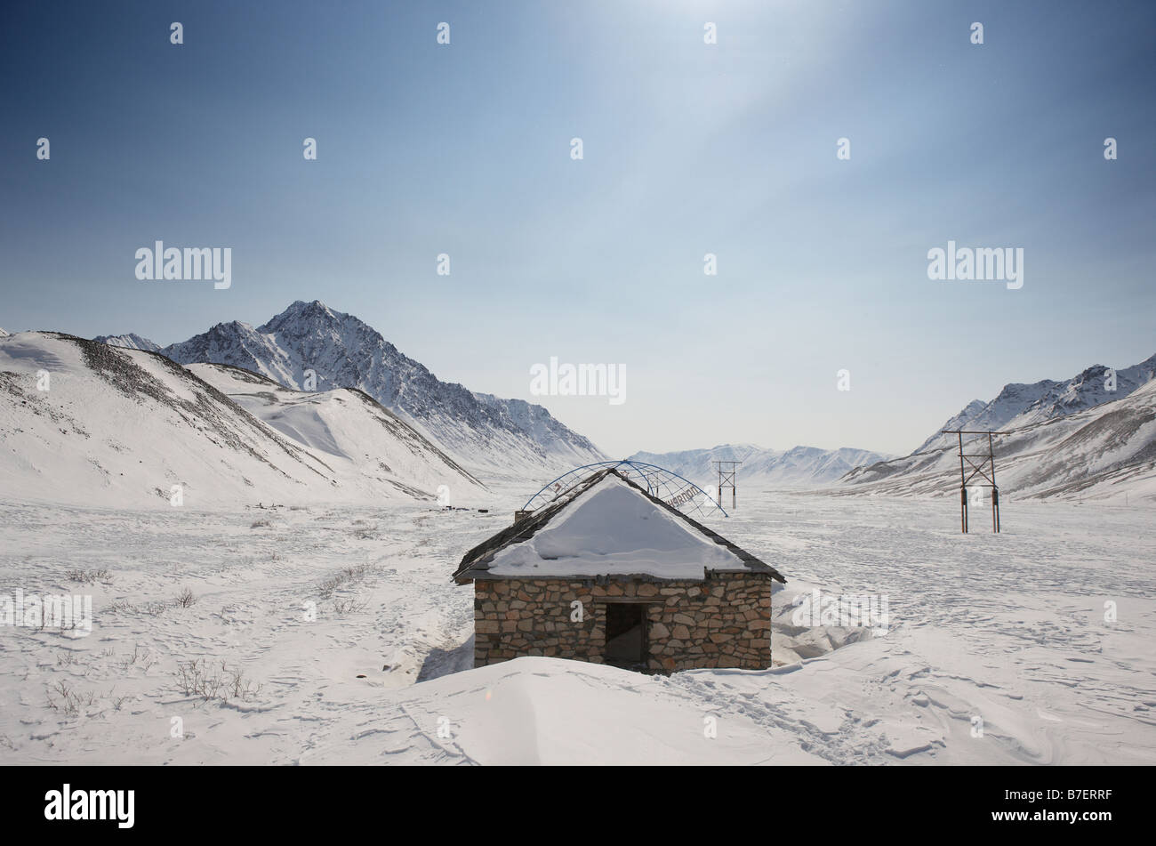 Ruins of Prisons, The Gulag in Chukotka, Siberia, Russia Stock Photo
