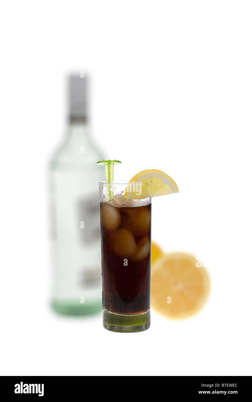 rum and coke isolated on a white background Stock Photo