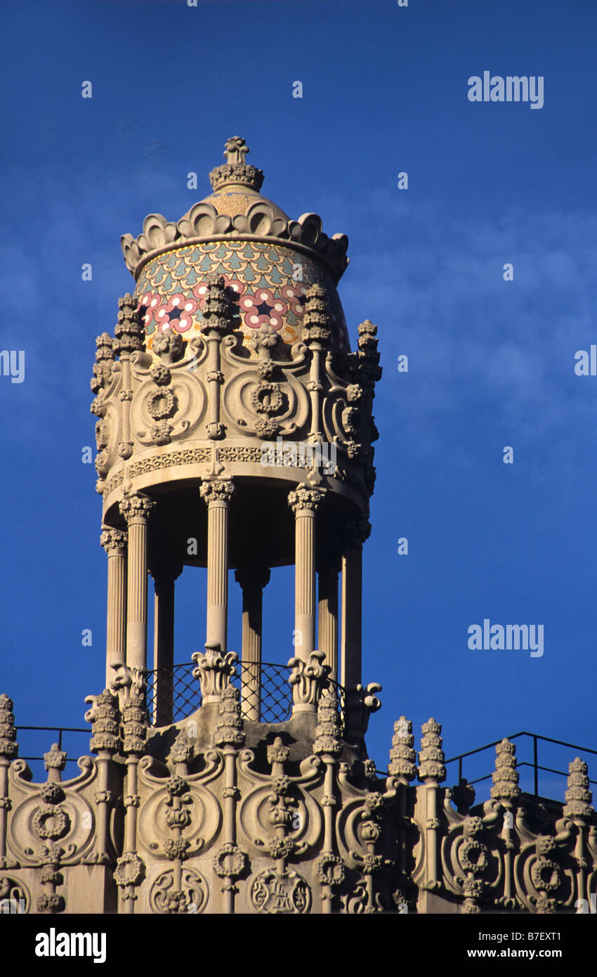 Water Tower of the Art Nouveau or Modernista Casa Lleo Morera (1905) Apartments by Domenech i Montaner, Barcelona, Spain Stock Photo