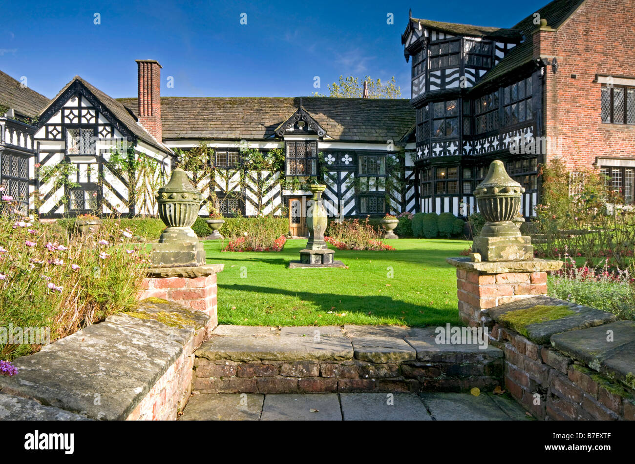 The Garden at Gawsworth Old Hall, Gawsworth, Near Macclesfield, Cheshire, England, UK Stock Photo