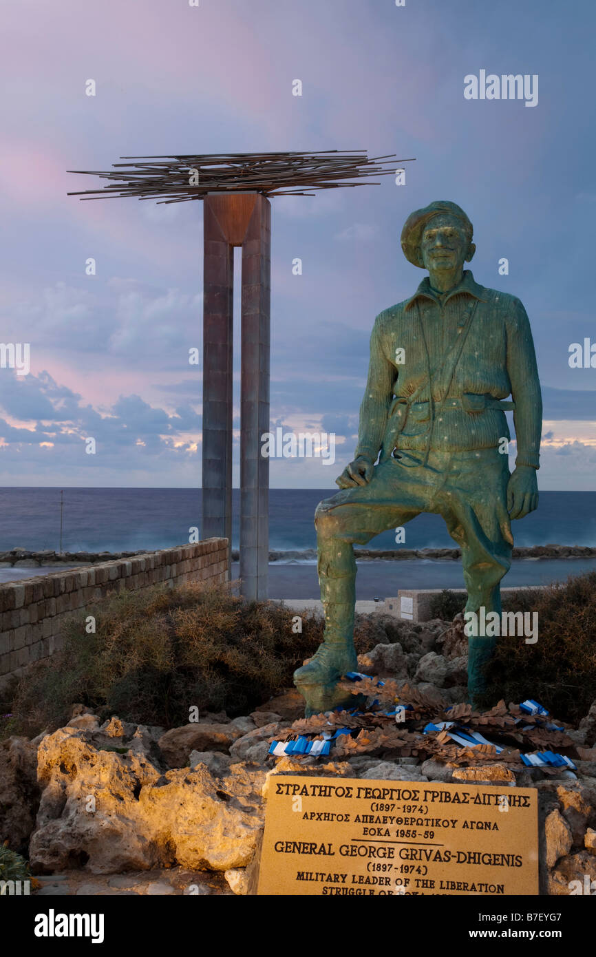 George Grivas Dhigenis, memorial statue, Cyprus. Stock Photo