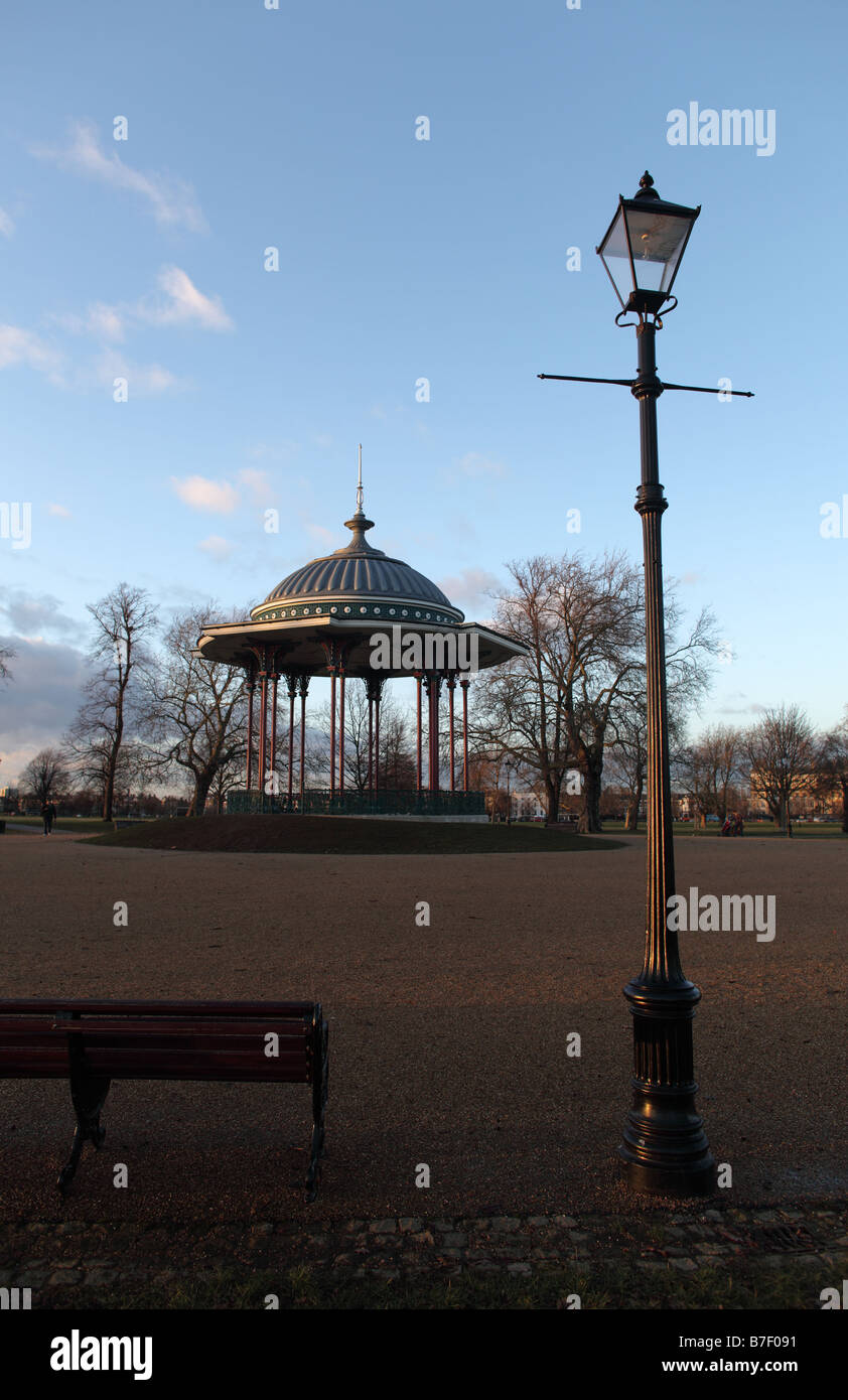 Bandstand on Clapham Common, London, UK. Refurbished in 2006 it is the oldest & largest surviving bandstand in Greater London. Stock Photo