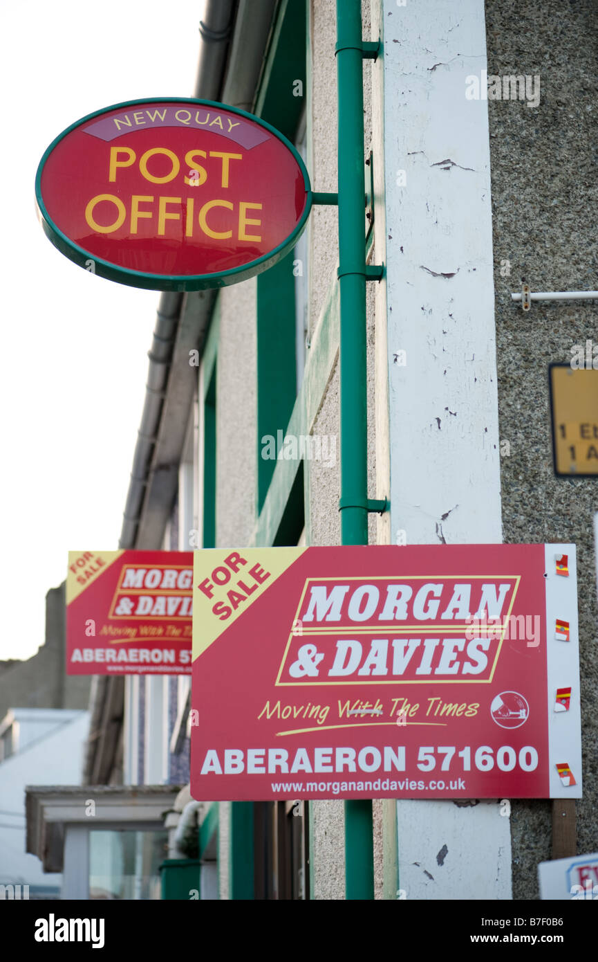 Exterior, small rural village Post office and shop for sale New Quay Ceredigion Wales UK Stock Photo