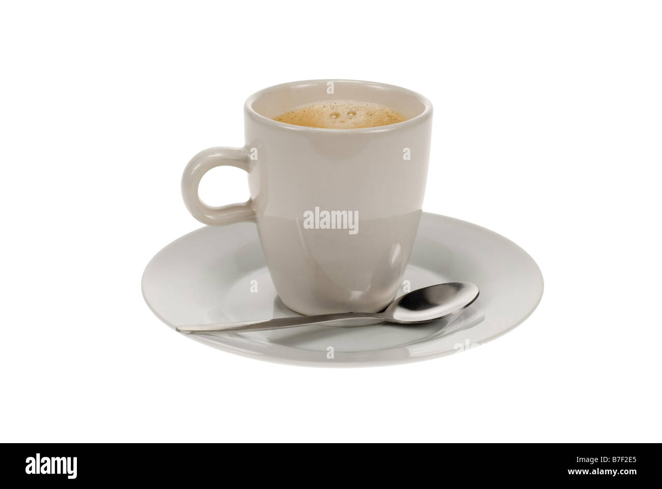 hot coffee with teaspoon isolated on white a white background Stock