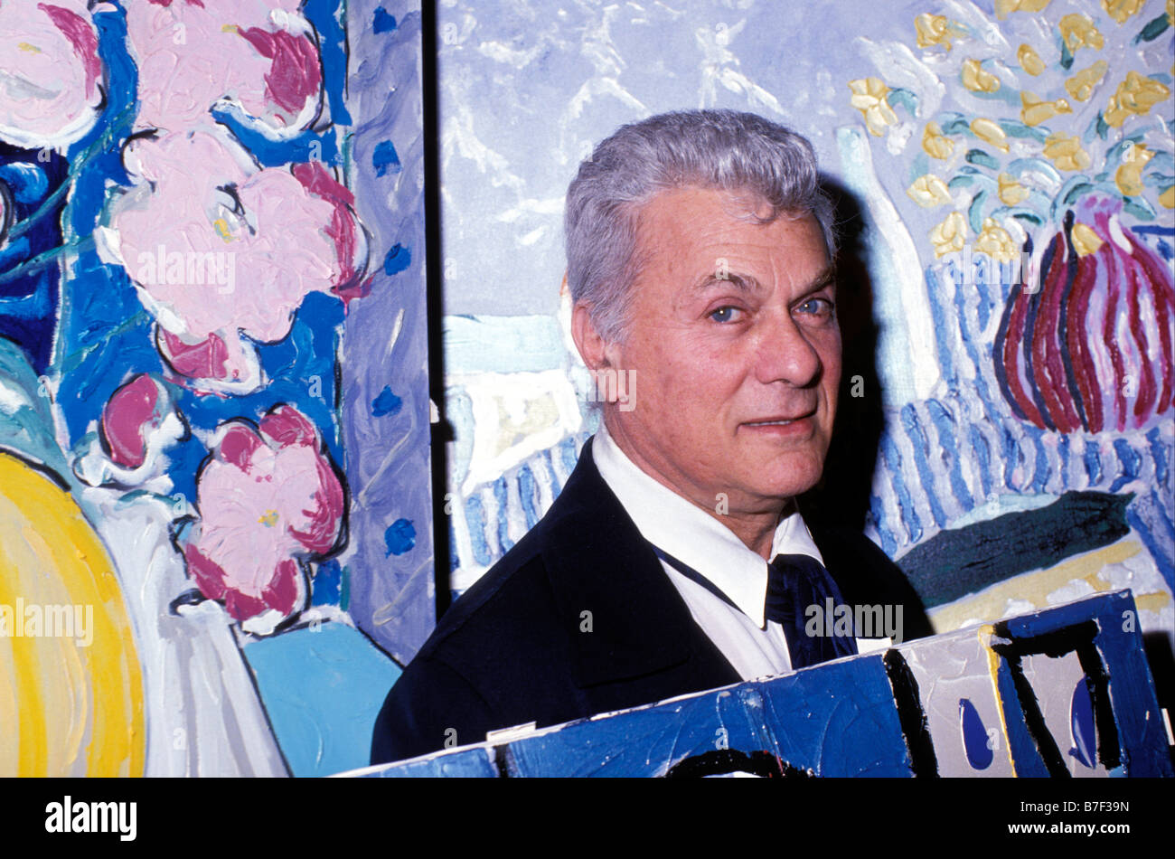 'Tony Curtis' actor showing a selection of his paintings in London 1989 Stock Photo