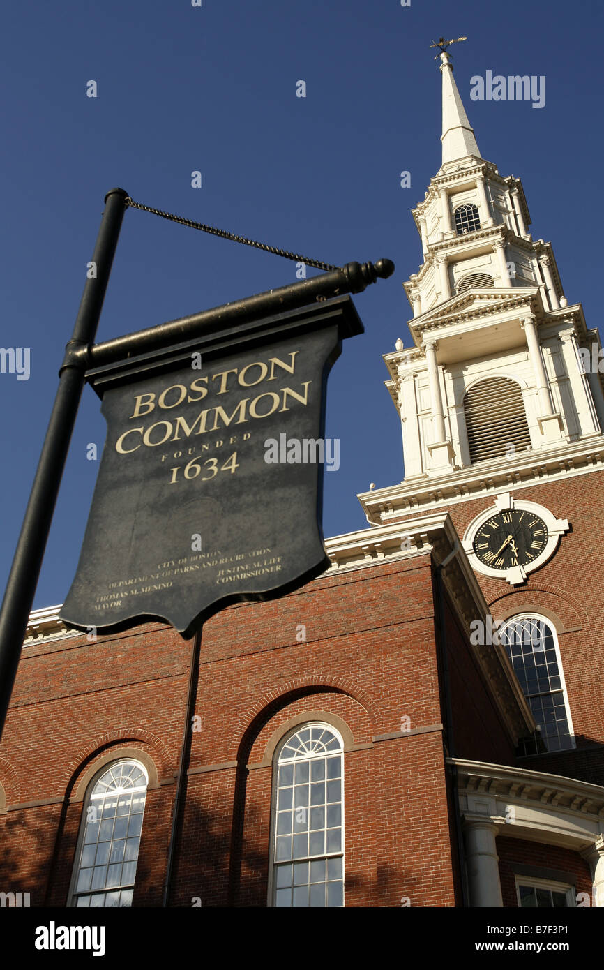 Park Street Church, Boston Common, Boston, Massachusetts, USA Stock Photo