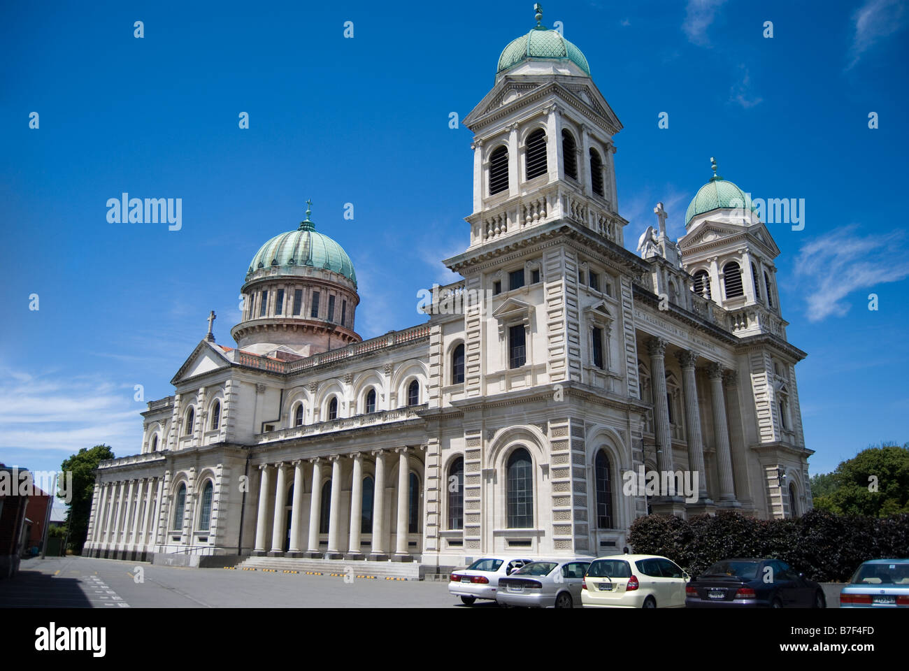 Cathedral of the Blessed Sacrament before earthquake, Barbadoes Street, Christchurch, Canterbury, New Zealand Stock Photo