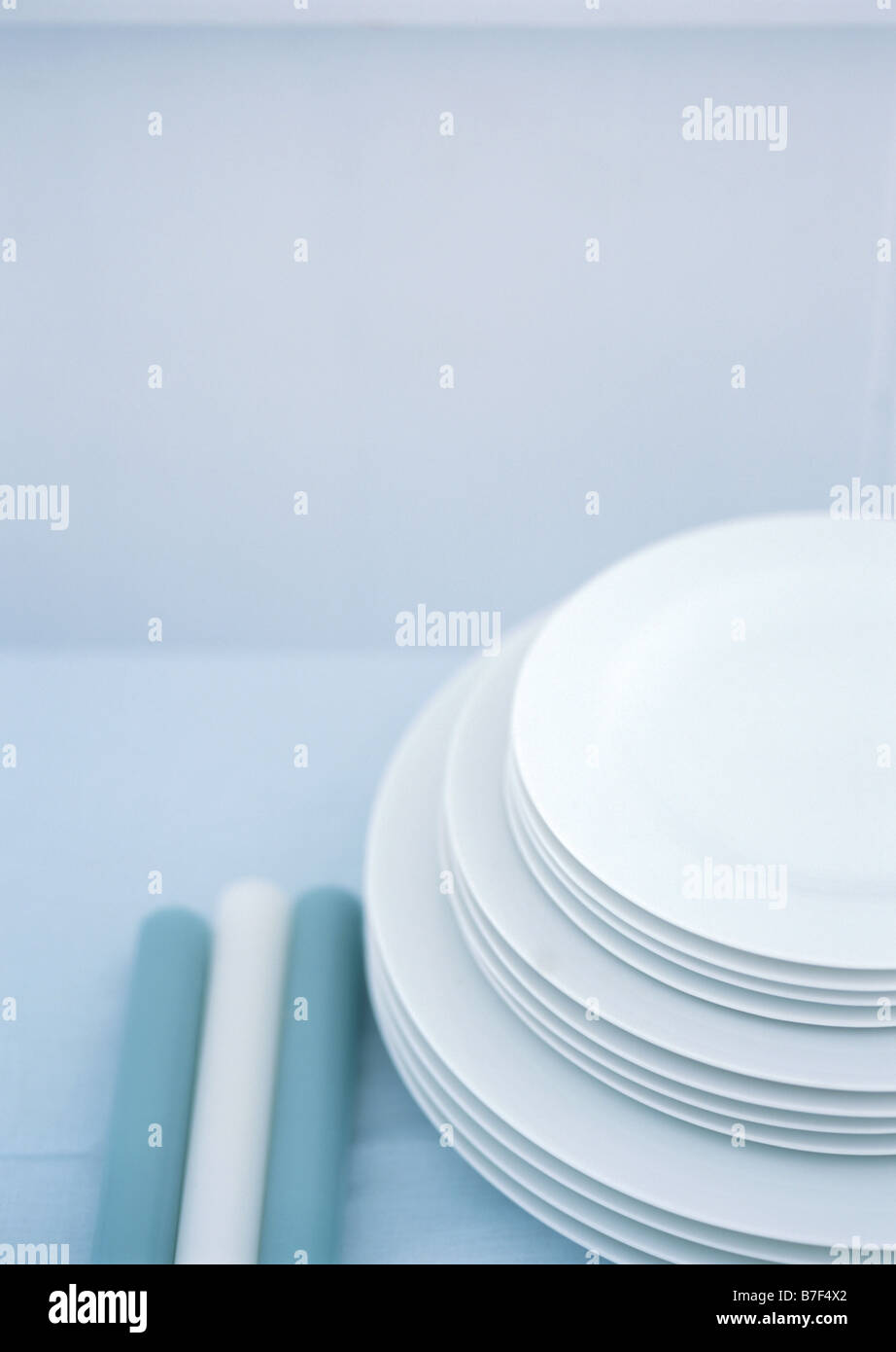 Candles and tablewear Stock Photo