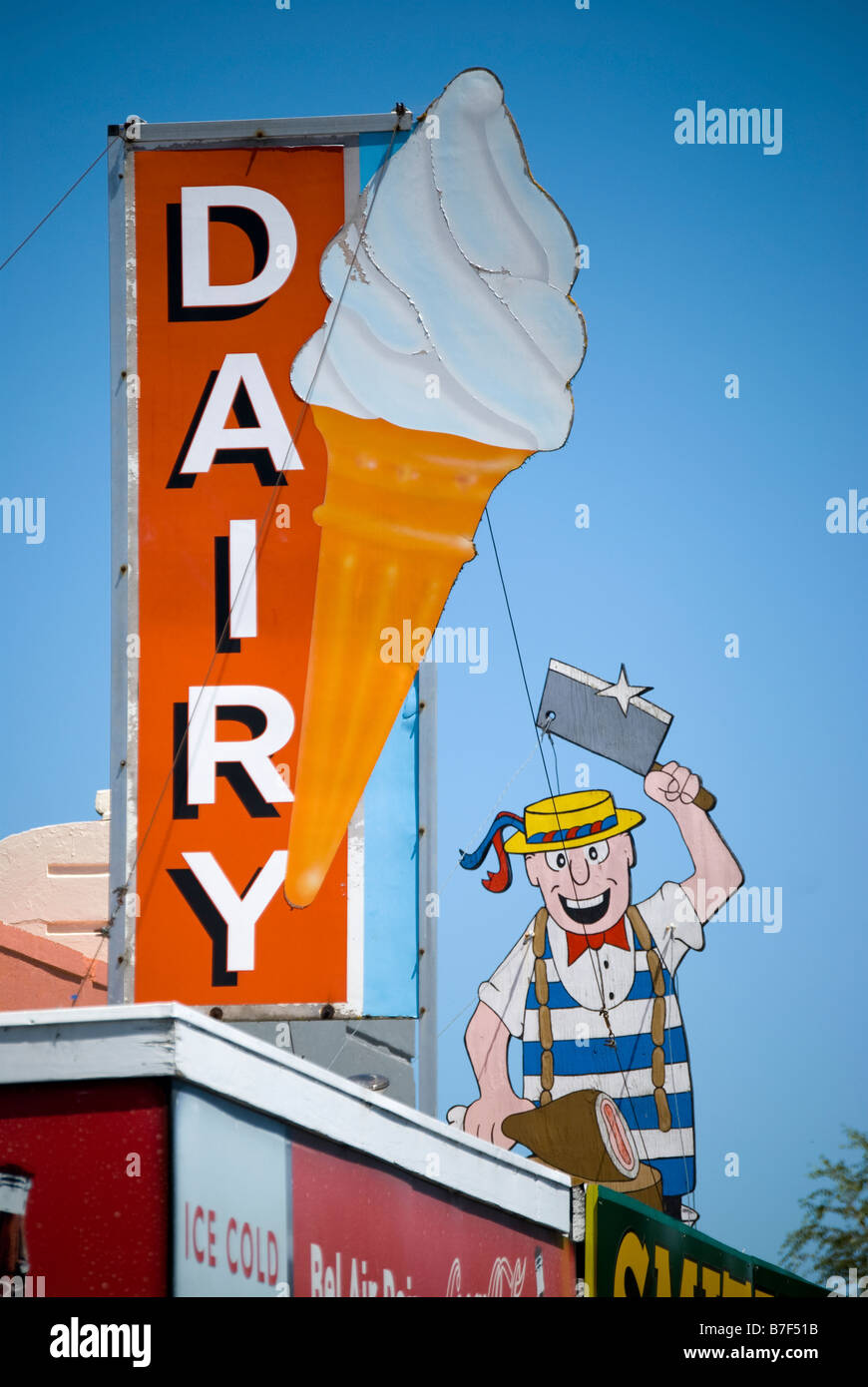 Old Dairy and Butcher's sign, East Street, Ashburton, Canterbury, New Zealand Stock Photo