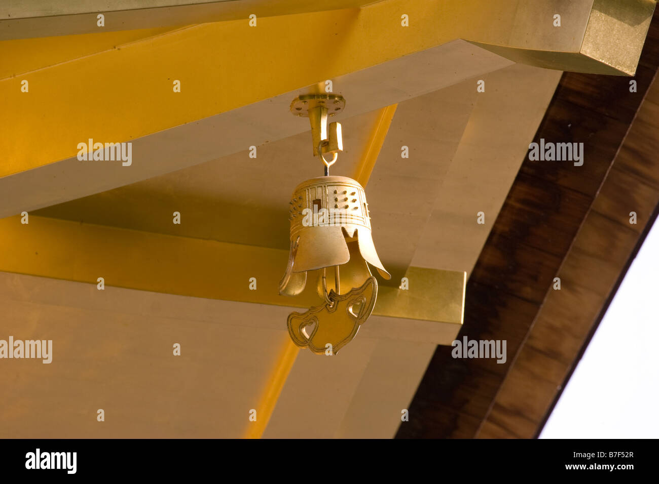 A golden bell inside  The Japanese Shrine Ginkakuji, Kyoto Stock Photo