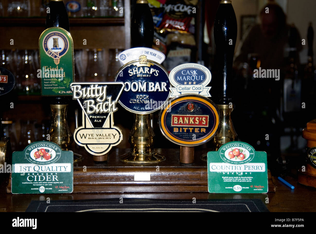 Bar taps at a pub, Ledbury , England Stock Photo Alamy
